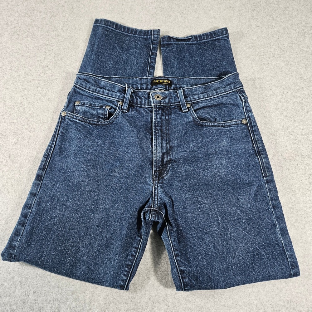 Flint and Tinder Mens Straight Leg Jeans Dark Wash Indigo Made in USA 30x30